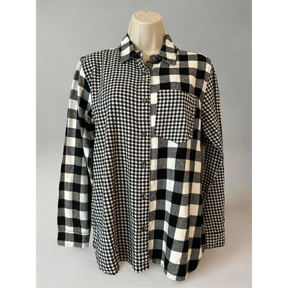 Buffalo Plaid Black White Mix Match Flannel Womens/ juniors
